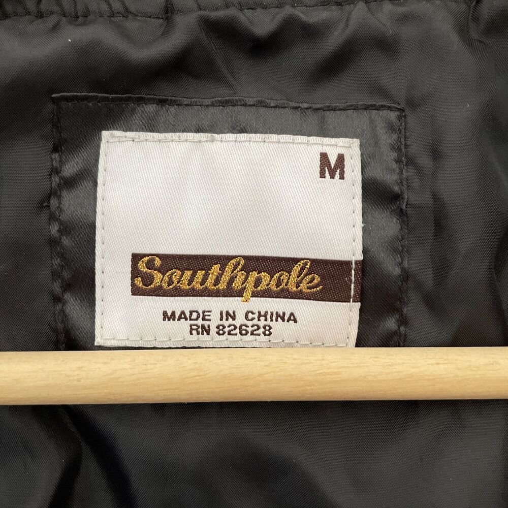 Southpole Women M Cropped Bomber Jacket Black Ruched Satin Y2K Gorpcore Tech - Picture 12 of 16